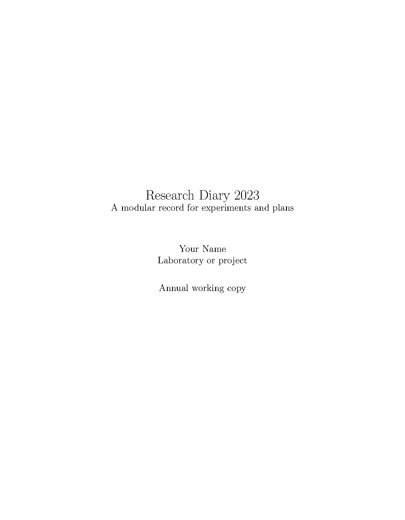 First page of MooersLab Research Diary 2023