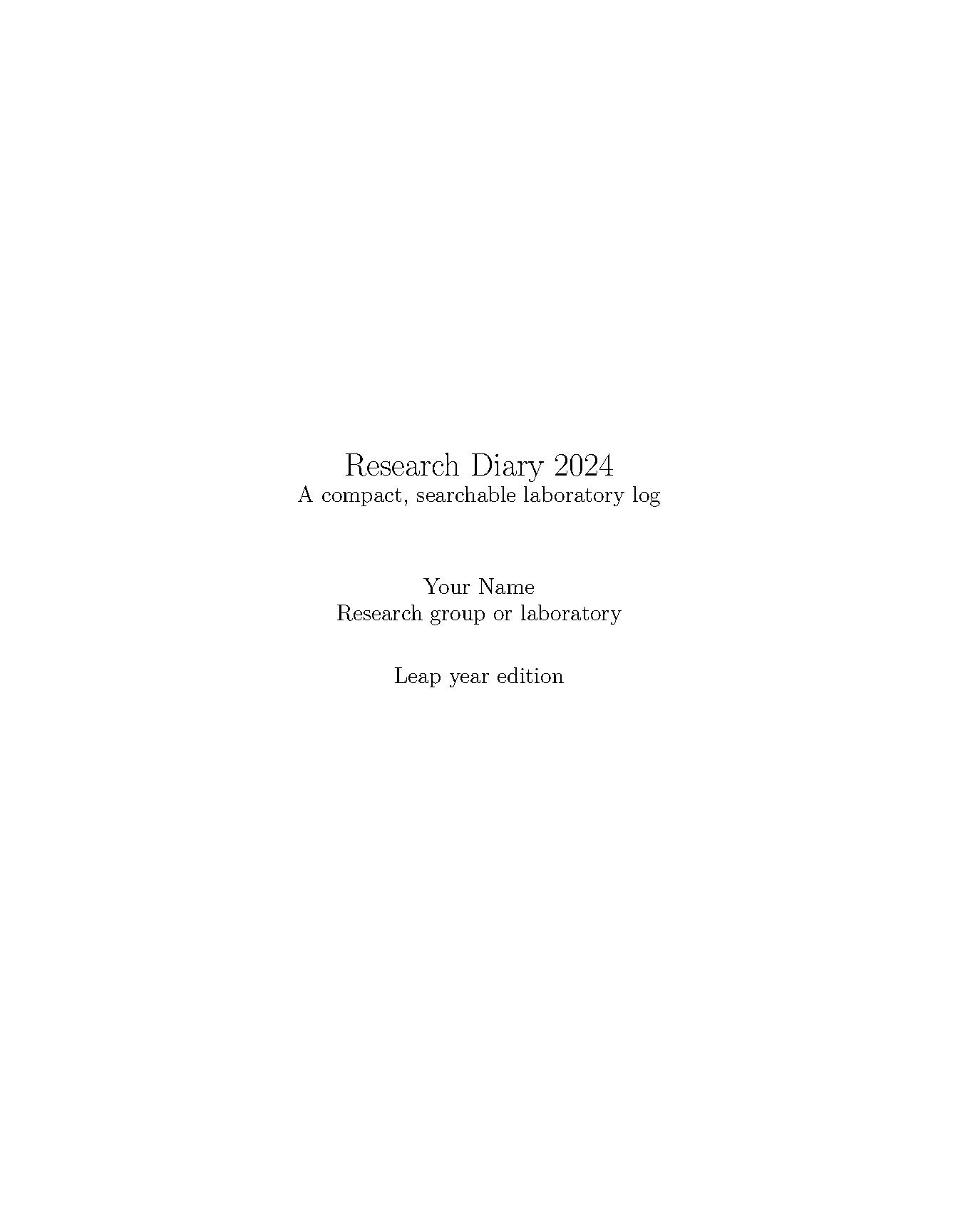 First page of MooersLab Research Diary 2024