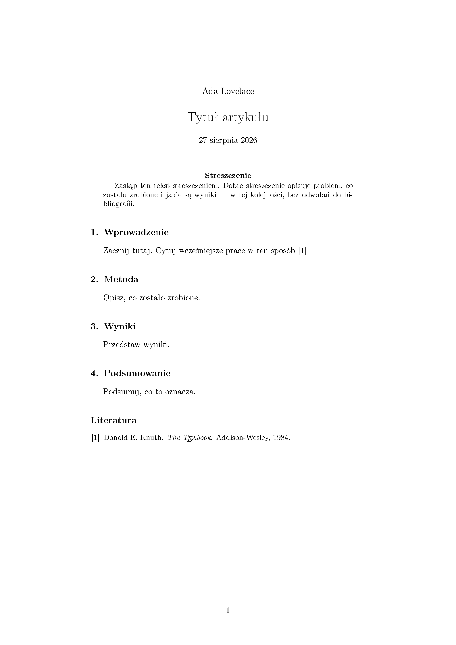 First page of the mwart Polish Article template