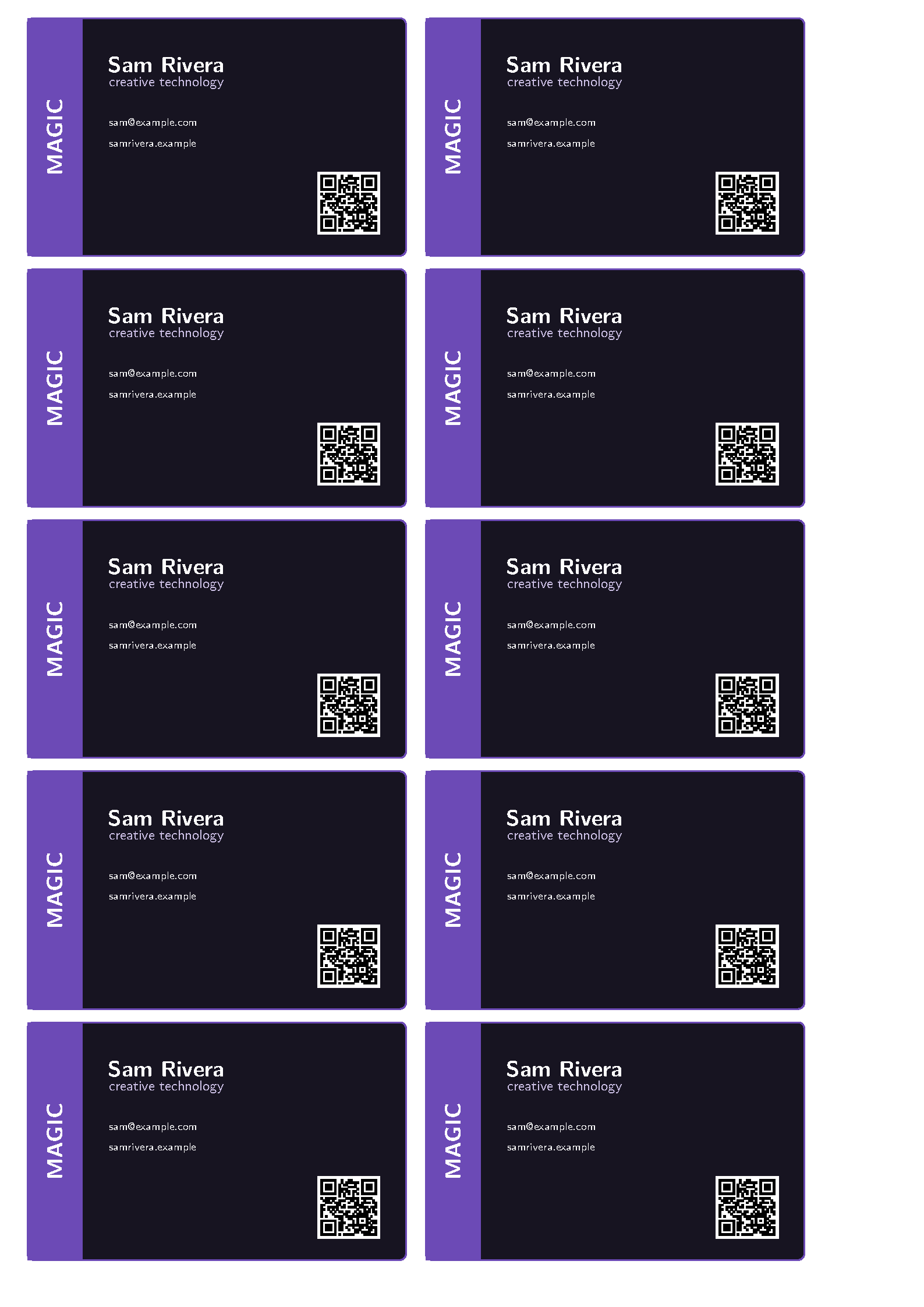 First page of Naereen Magic Business Card