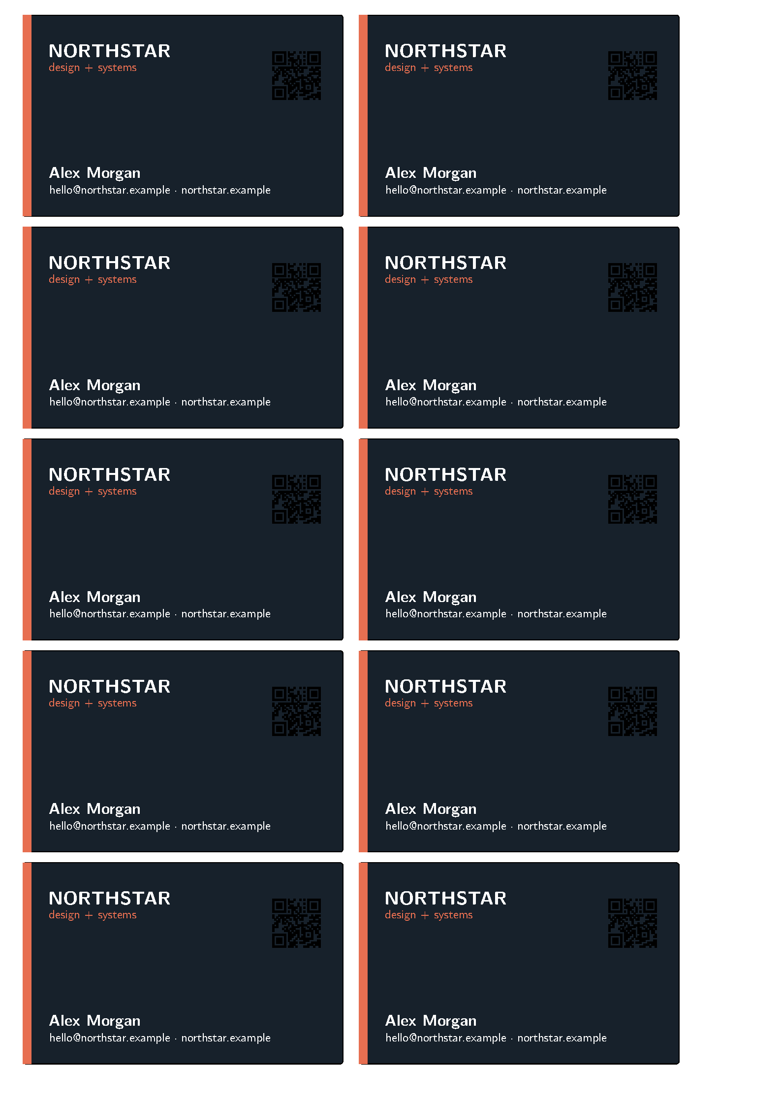 First page of Opieters Business Card