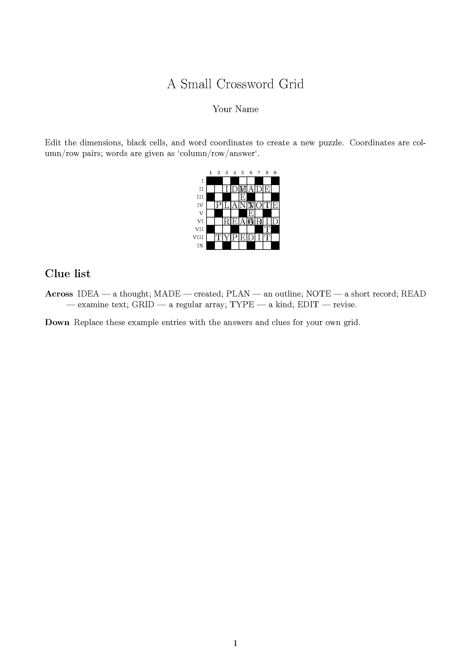 First page of the pas-crosswords Crossword Grid template