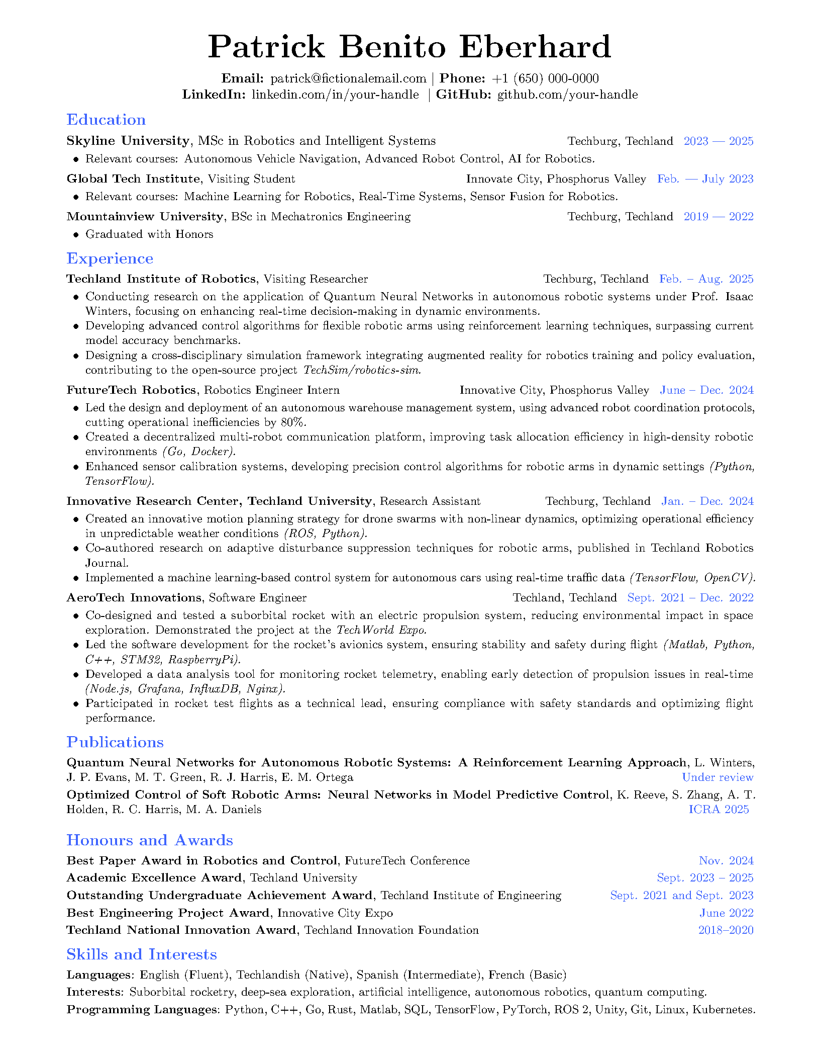 First page of Pat's Resume