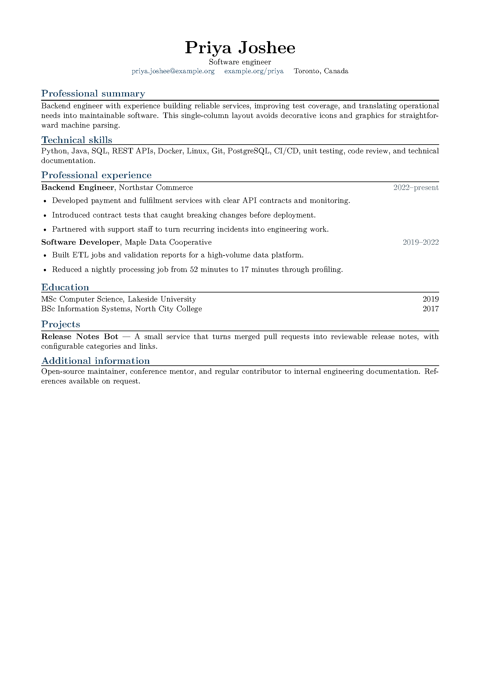 First page of Pawan Joshee ATS Resume