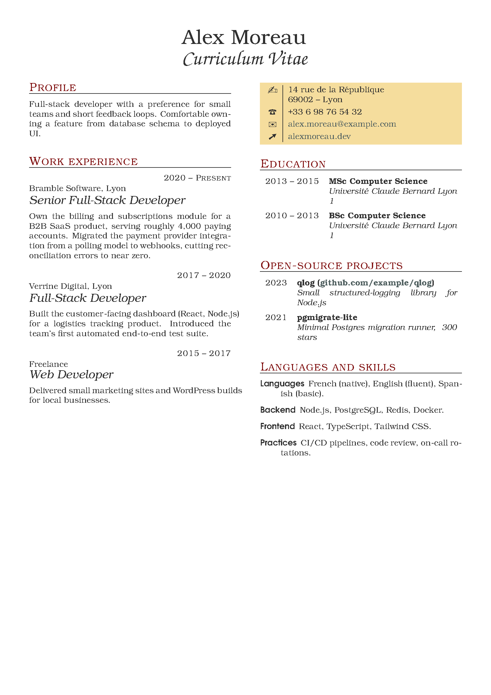 First page of Plasmati CV