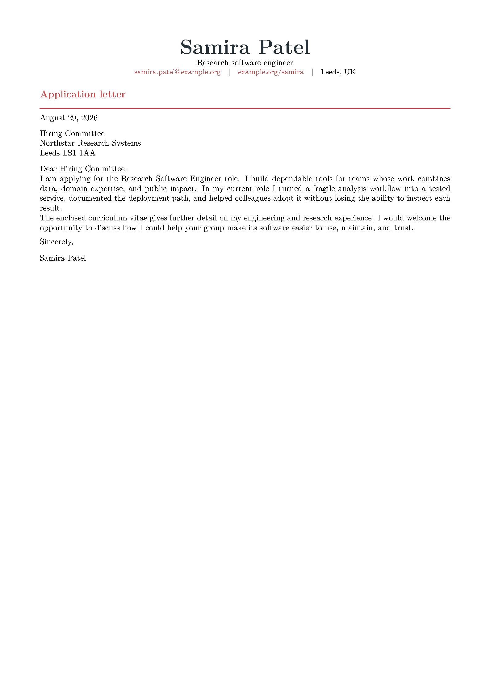 First page of PlayaCV Application Bundle