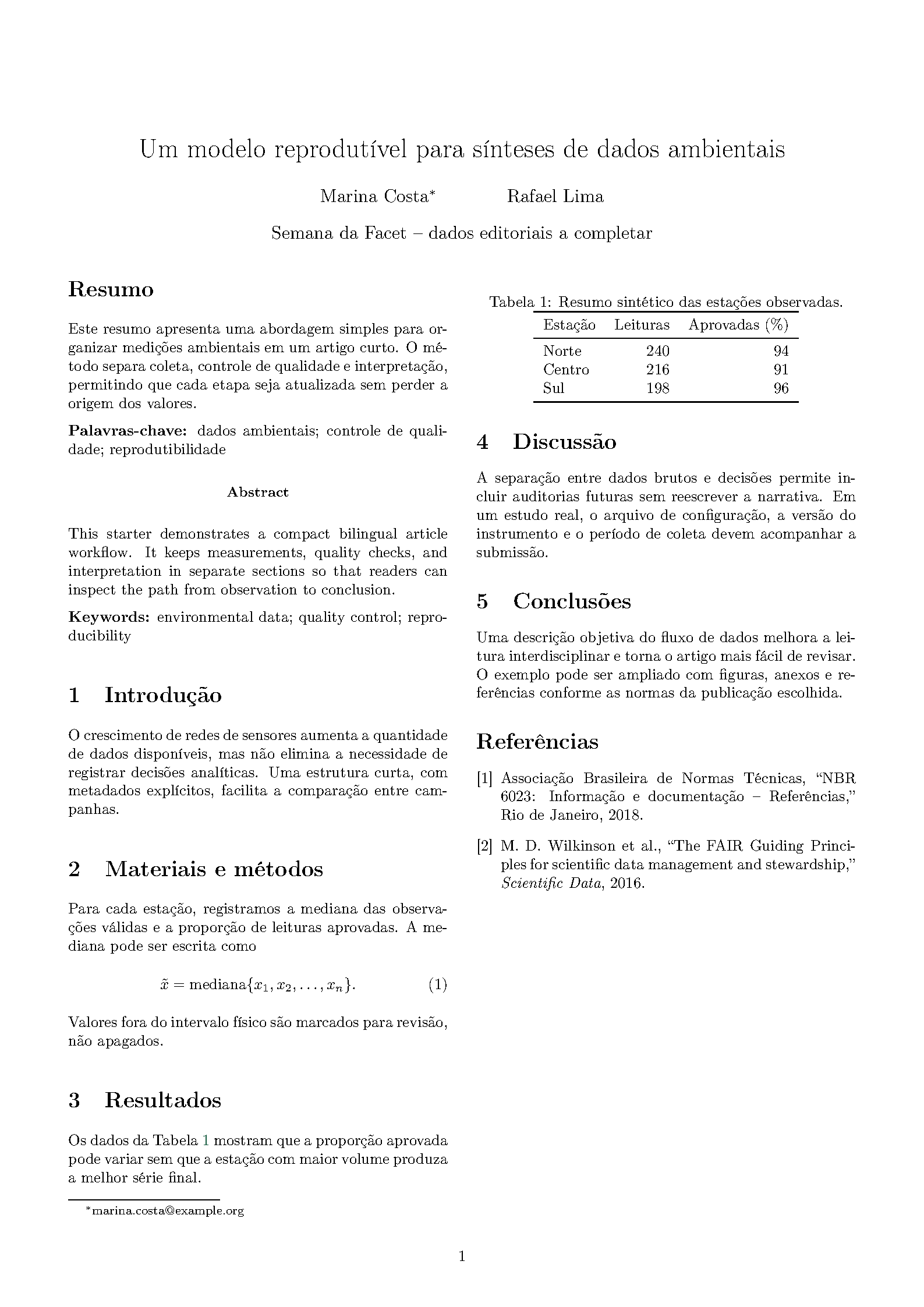 First page of the Rctart Article template