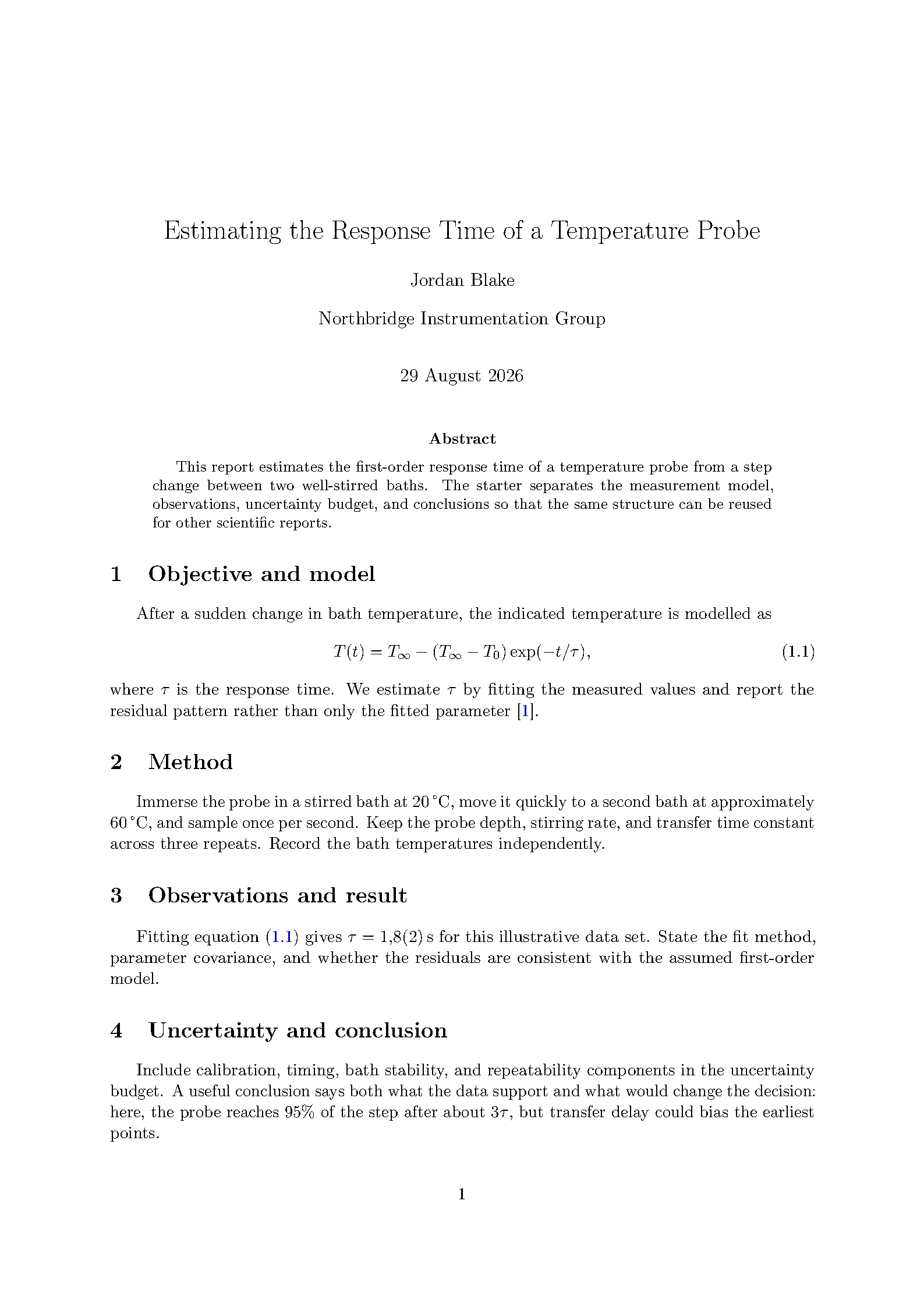 First page of the Relatese Technical Report template
