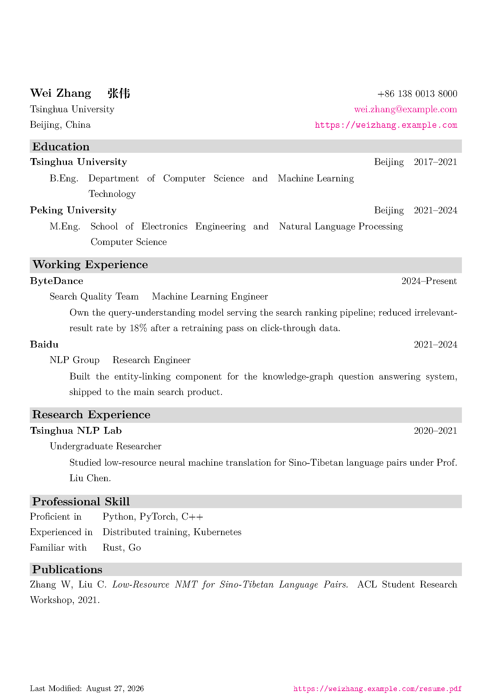 First page of resumecls