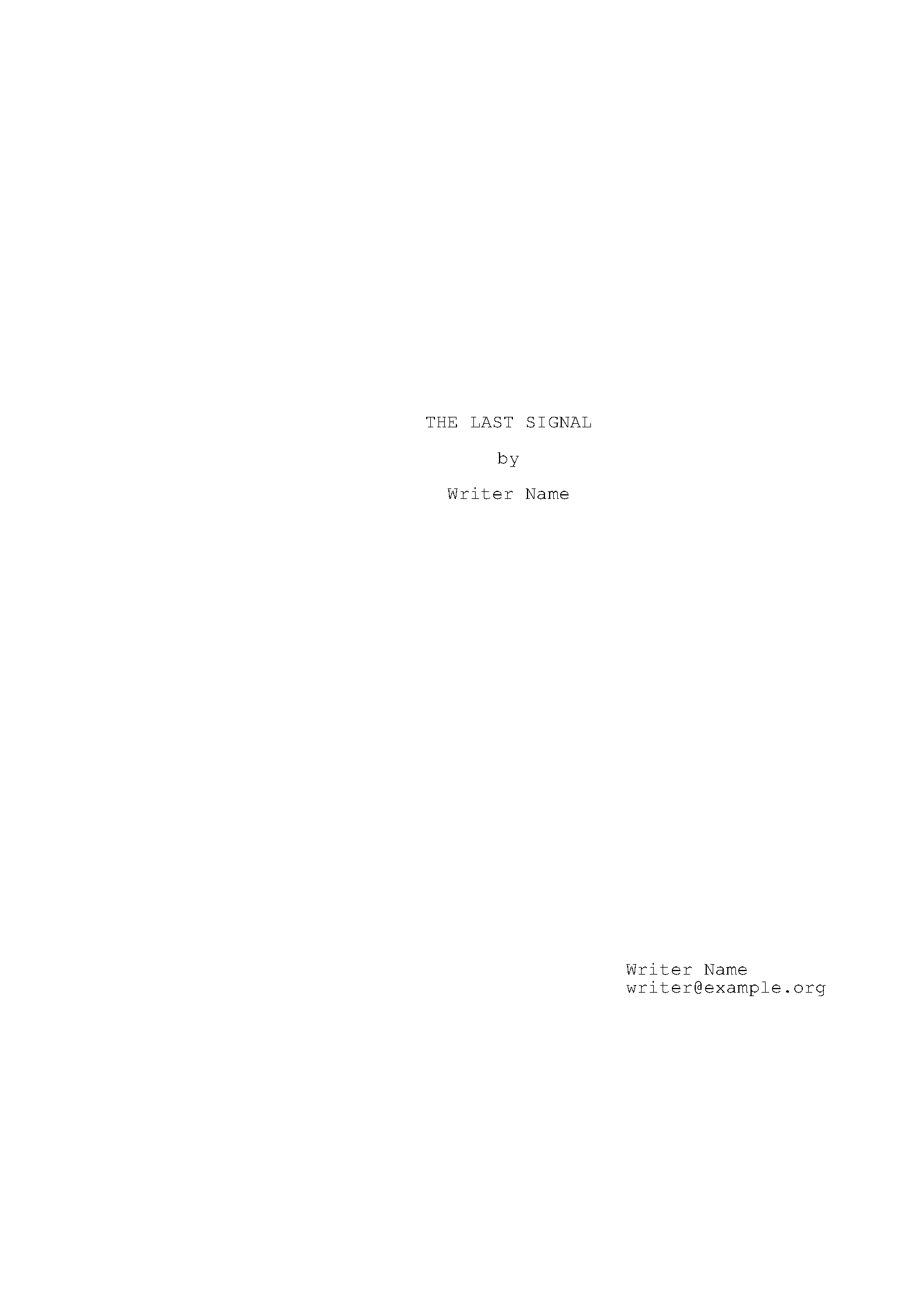 First page of the Screenplay LaTeX template