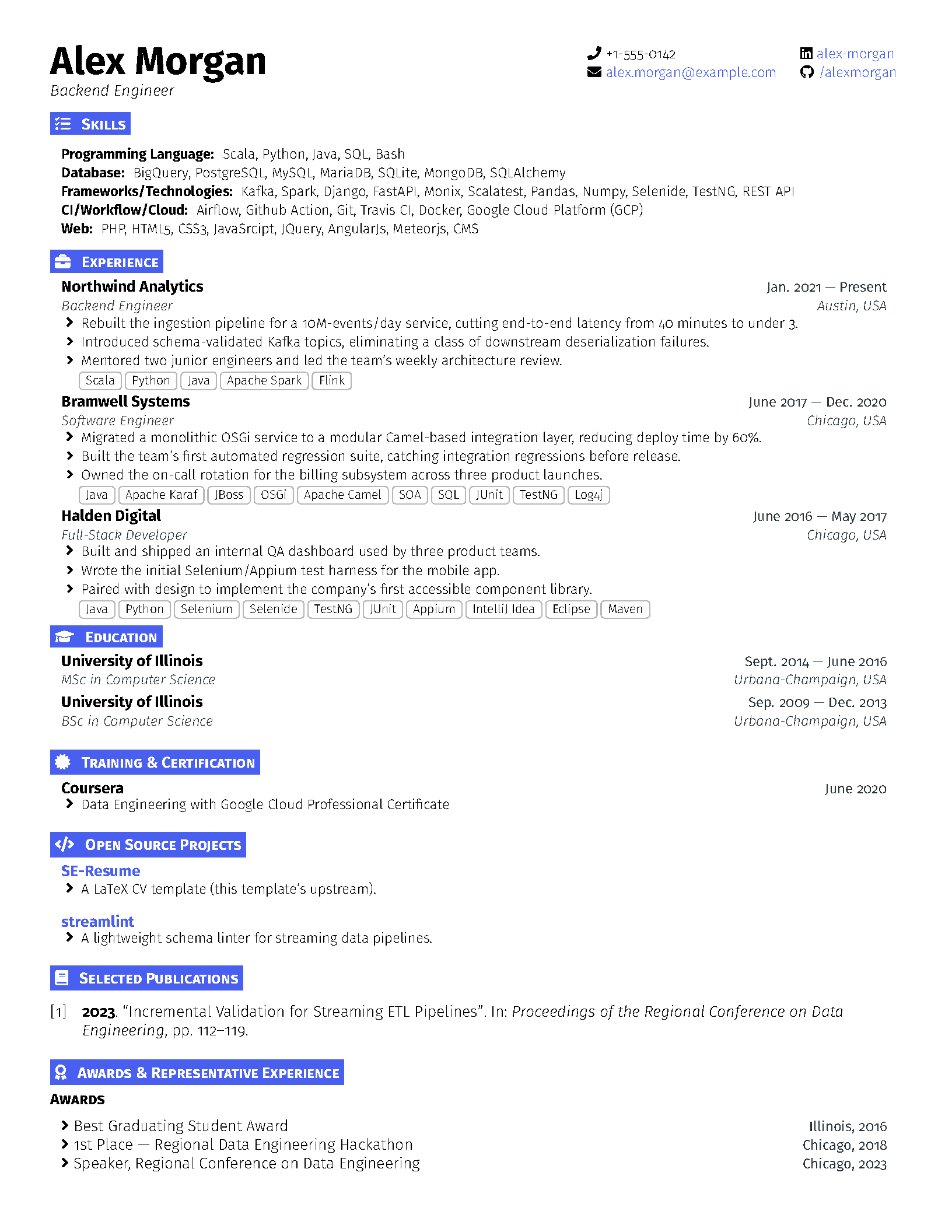 First page of SE-Resume