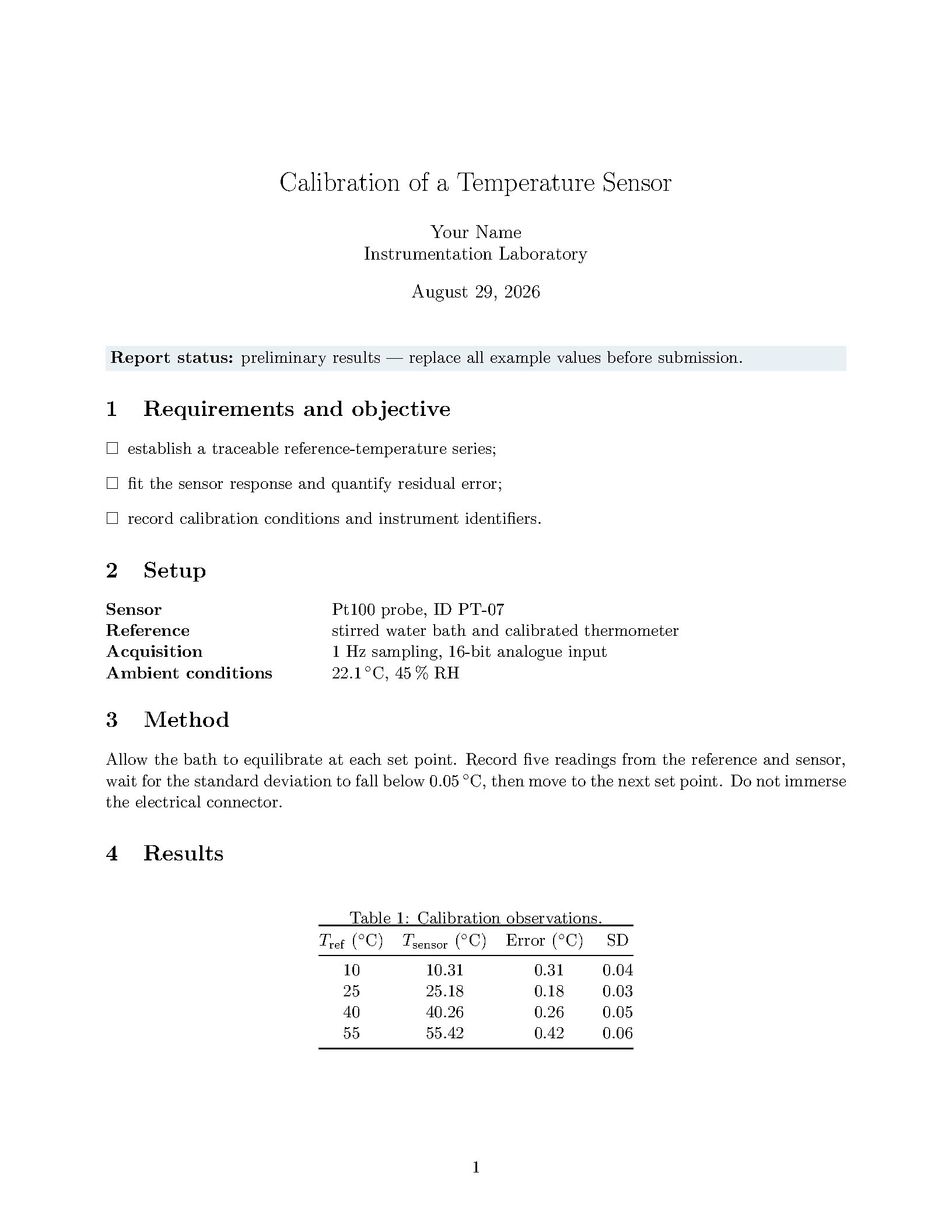 First page of the SHU Laboratory Report template