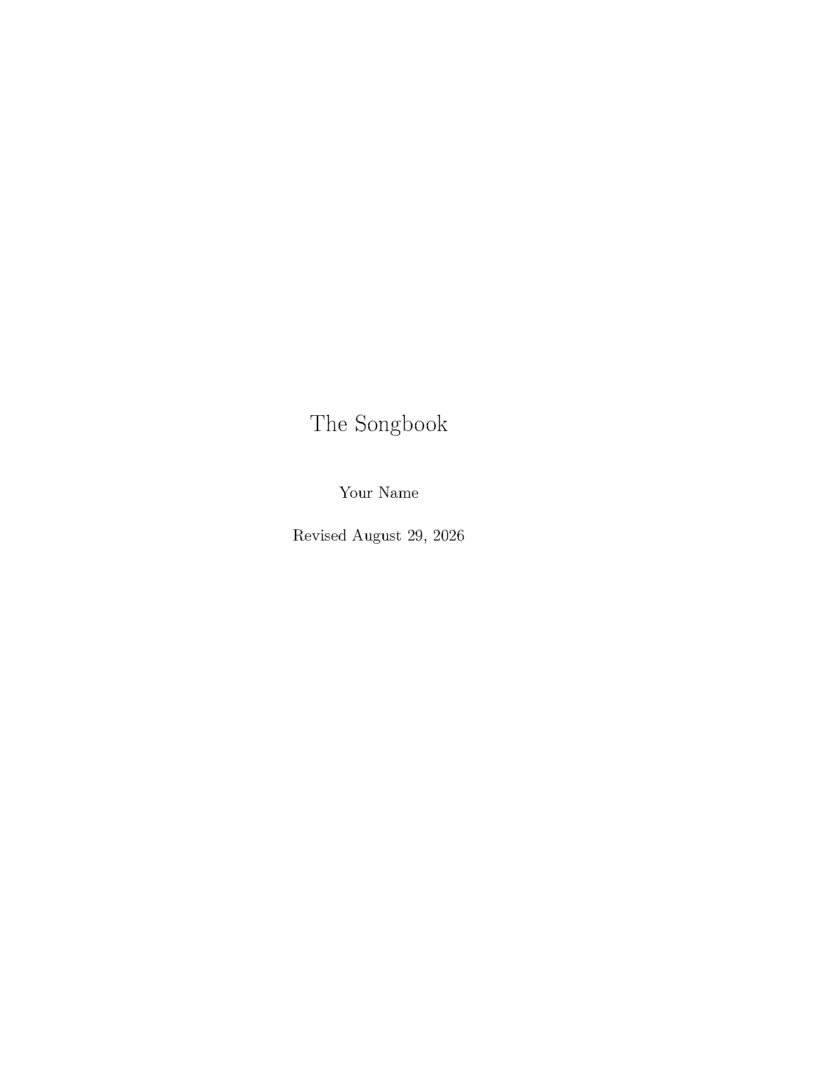 First page of the Songbook template