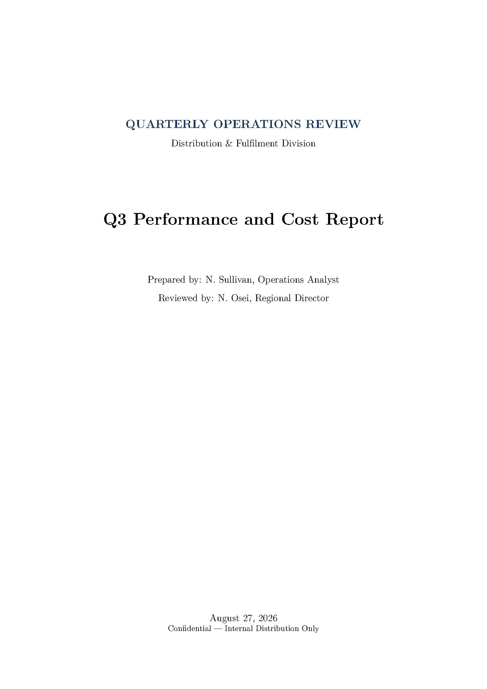 First page of the compiled Sullivan Business Report template