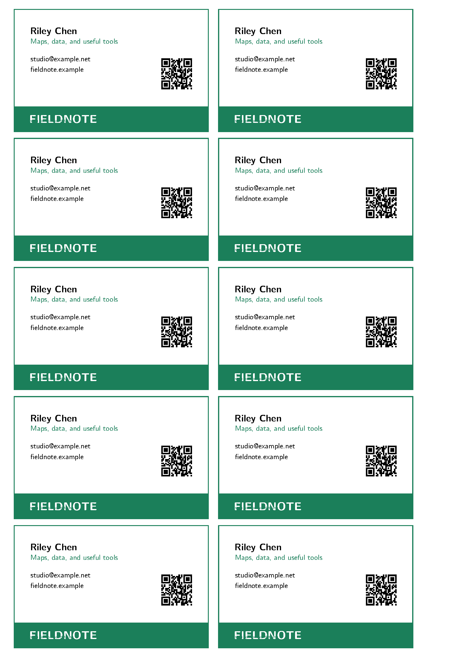 First page of Themed Business Card