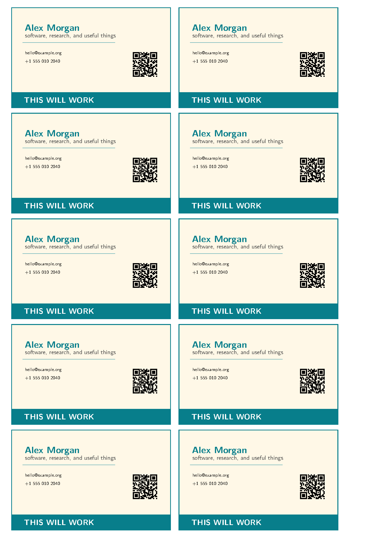 First page of thisstillwill Business Card