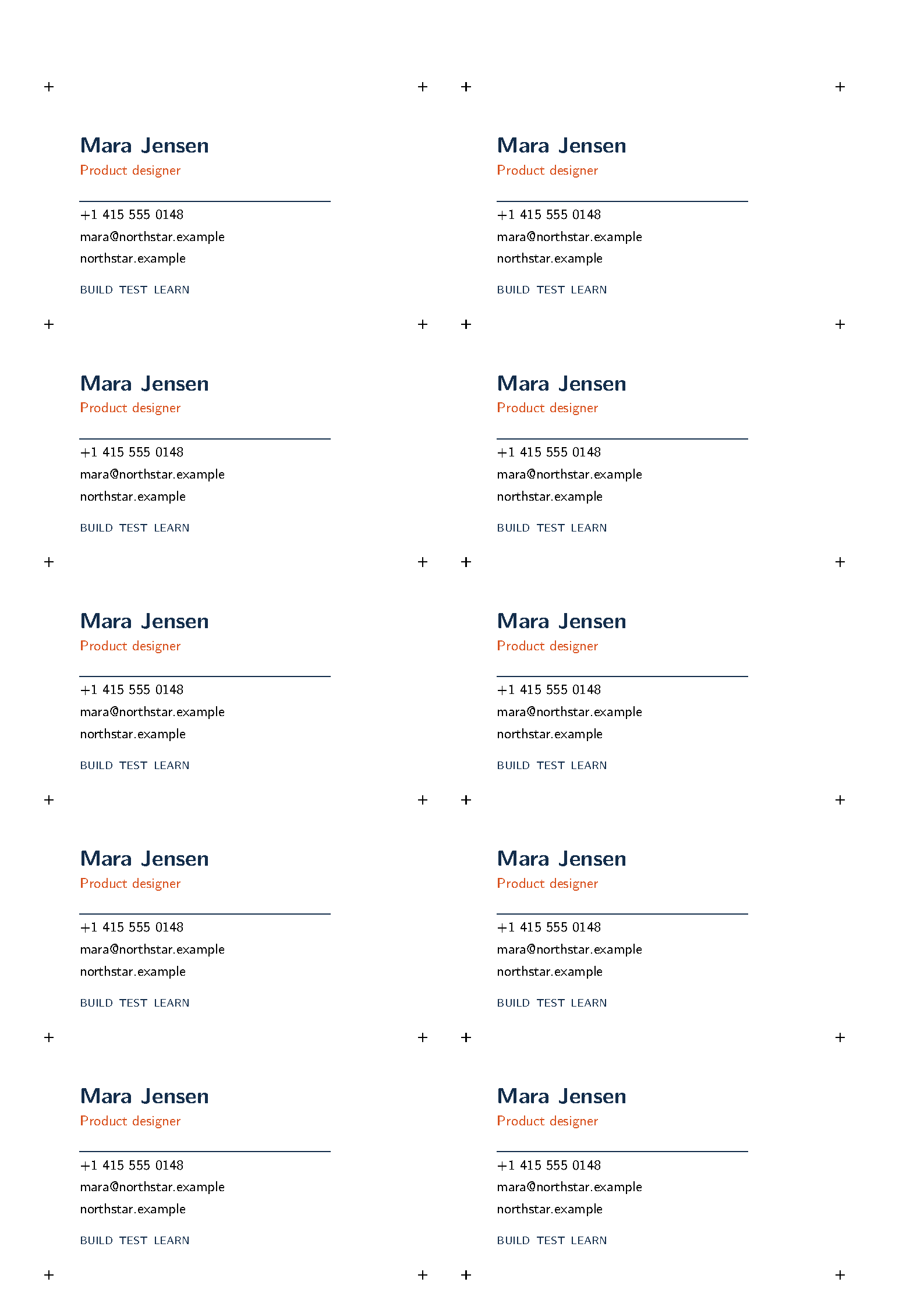 First page of Ticket Business Cards