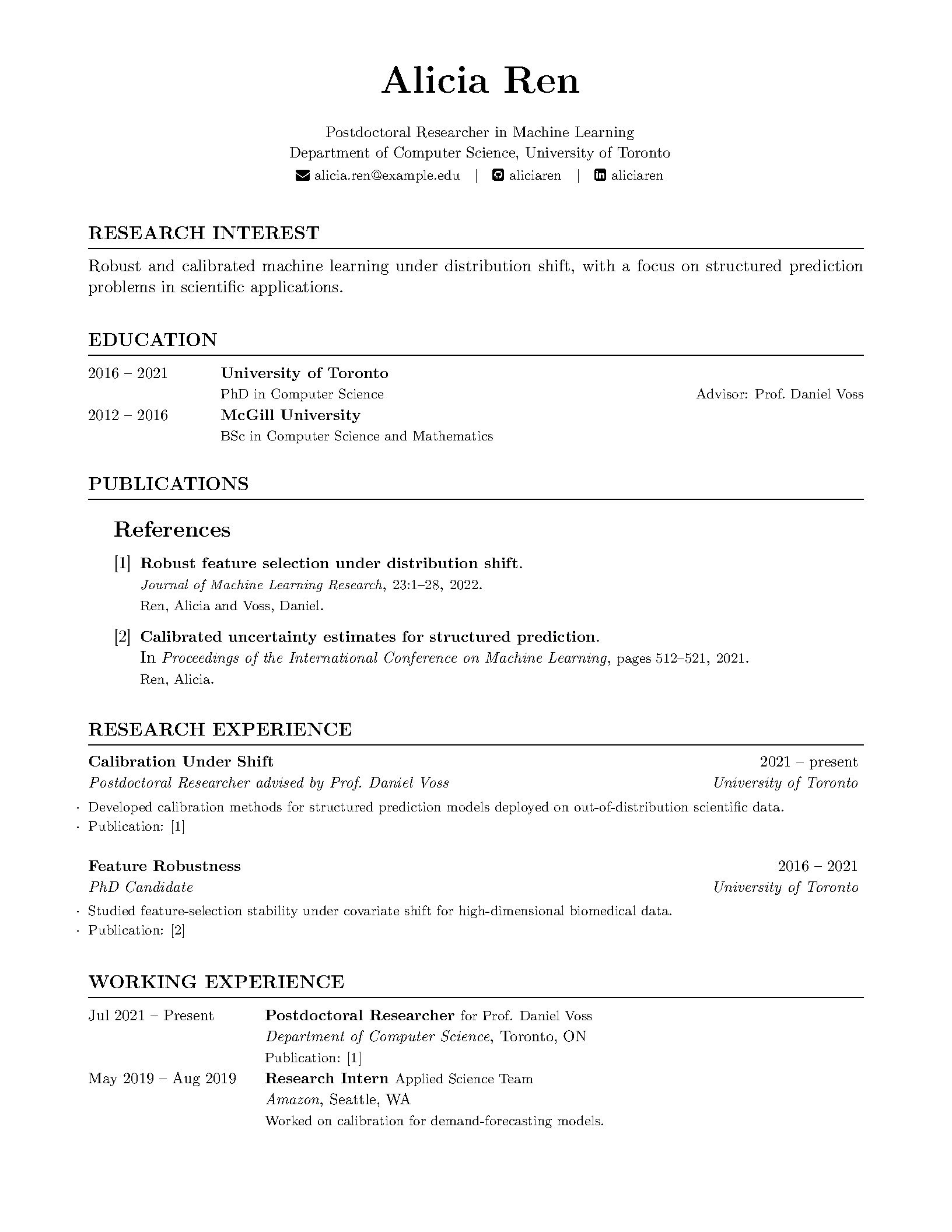 First page of TidyCV