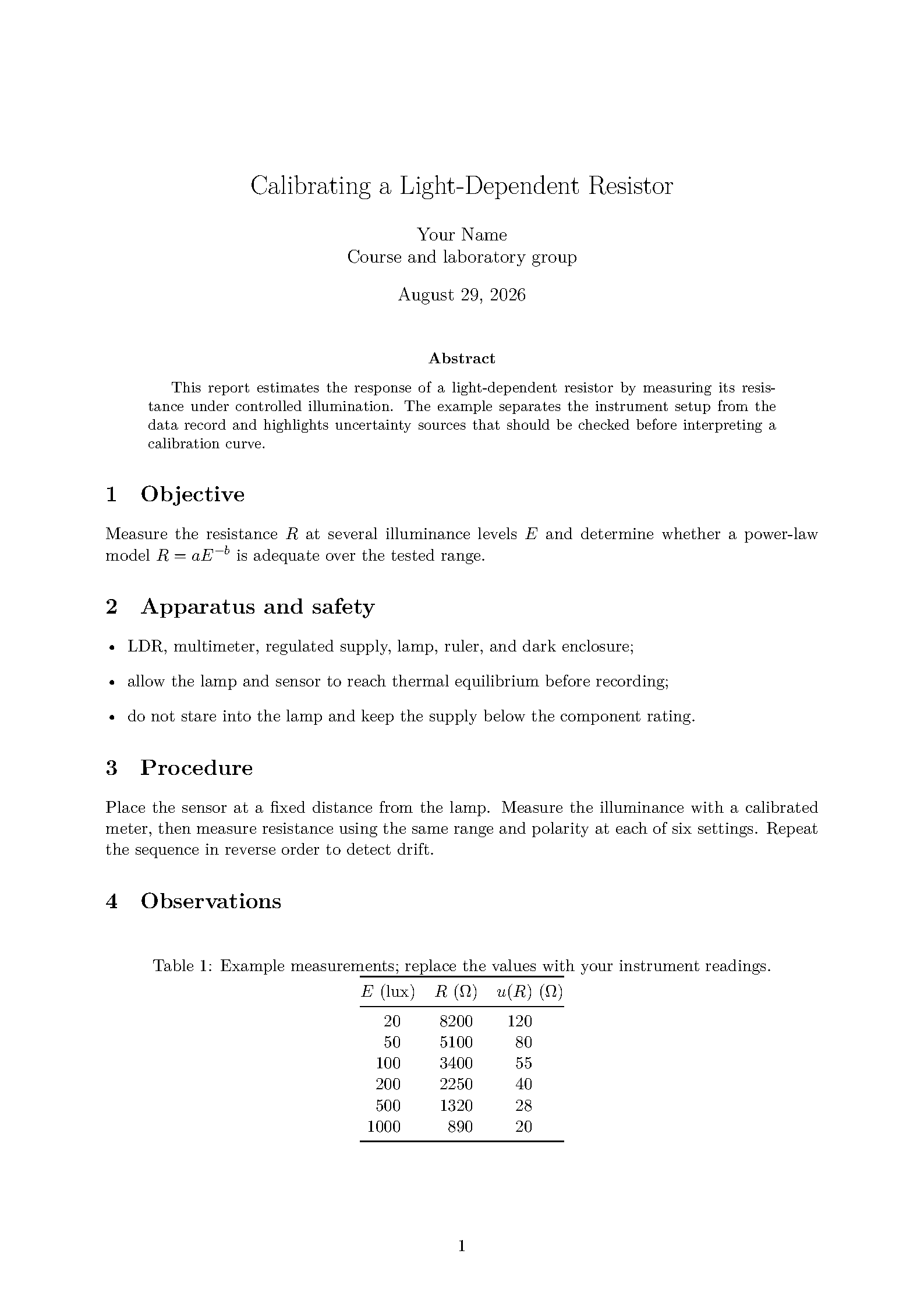 First page of the UESTC Laboratory Report template