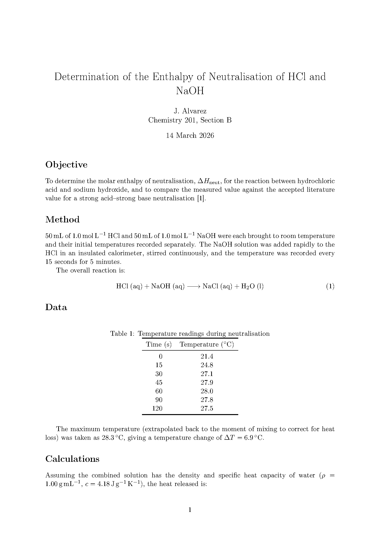 First page of the compiled University/School Laboratory Report template