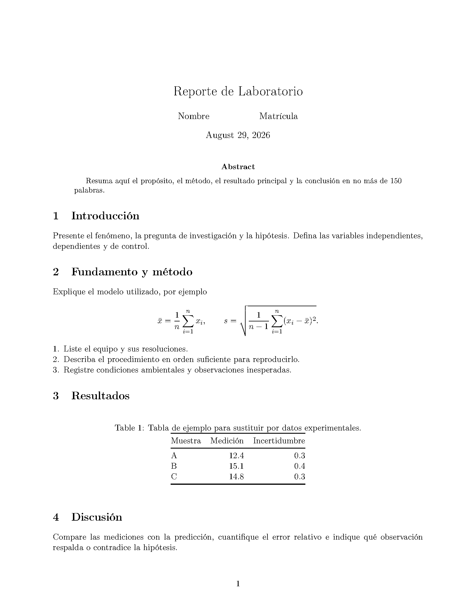 First page of the Universidad Autónoma de Zacatecas Lab Report template