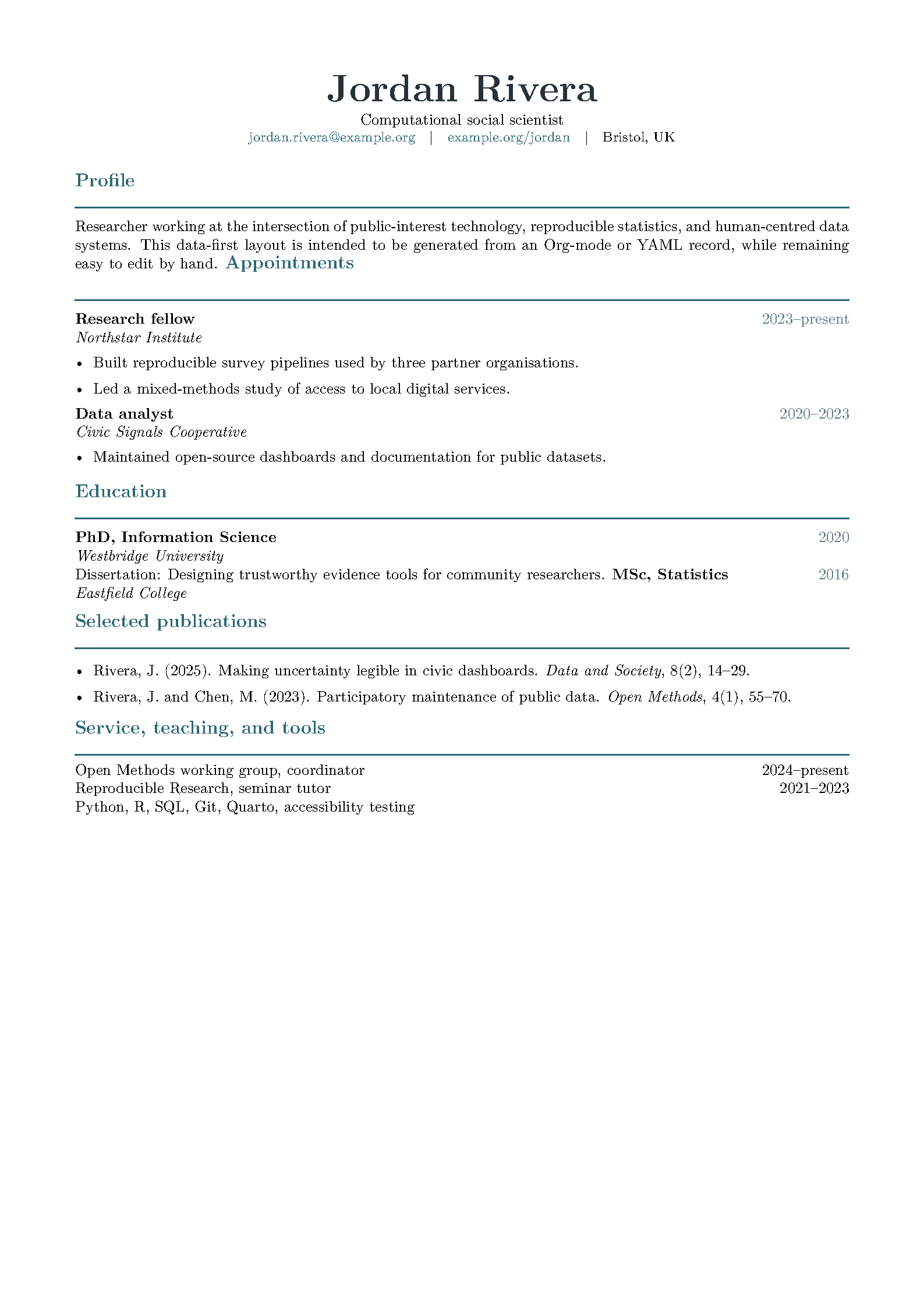 First page of zzamboni/vita Academic CV
